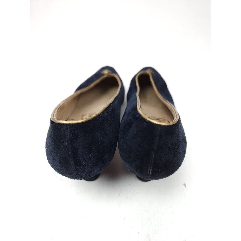 Salvatore Ferragamo Made in Italy Blue Suede Slip On 2" Heel Pumps Shoes 10 AA - Picture 9 of 11